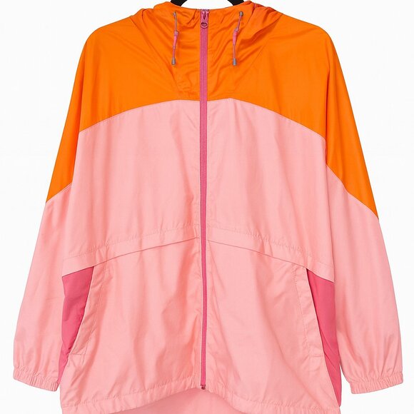 Columbia Colorblock Windbreaker Jacket – Orange & Pink – NWT 3X - Picture 1 of 3